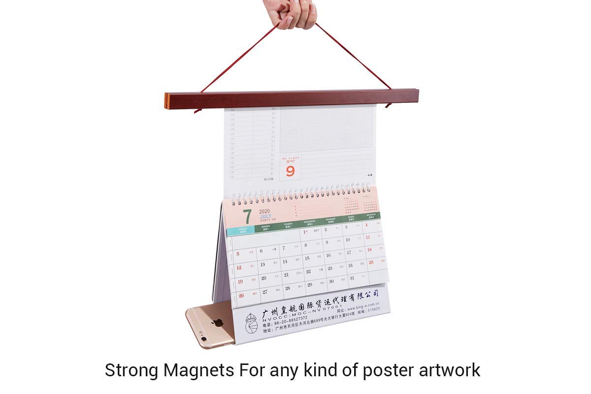 Artmag 2 Pack Magnetic Poster Hanger Frame, 9X24 9X12 9X11 Light Wood Wooden Magnet Canvas Artwork Print Dowel Poster Hangers Fr